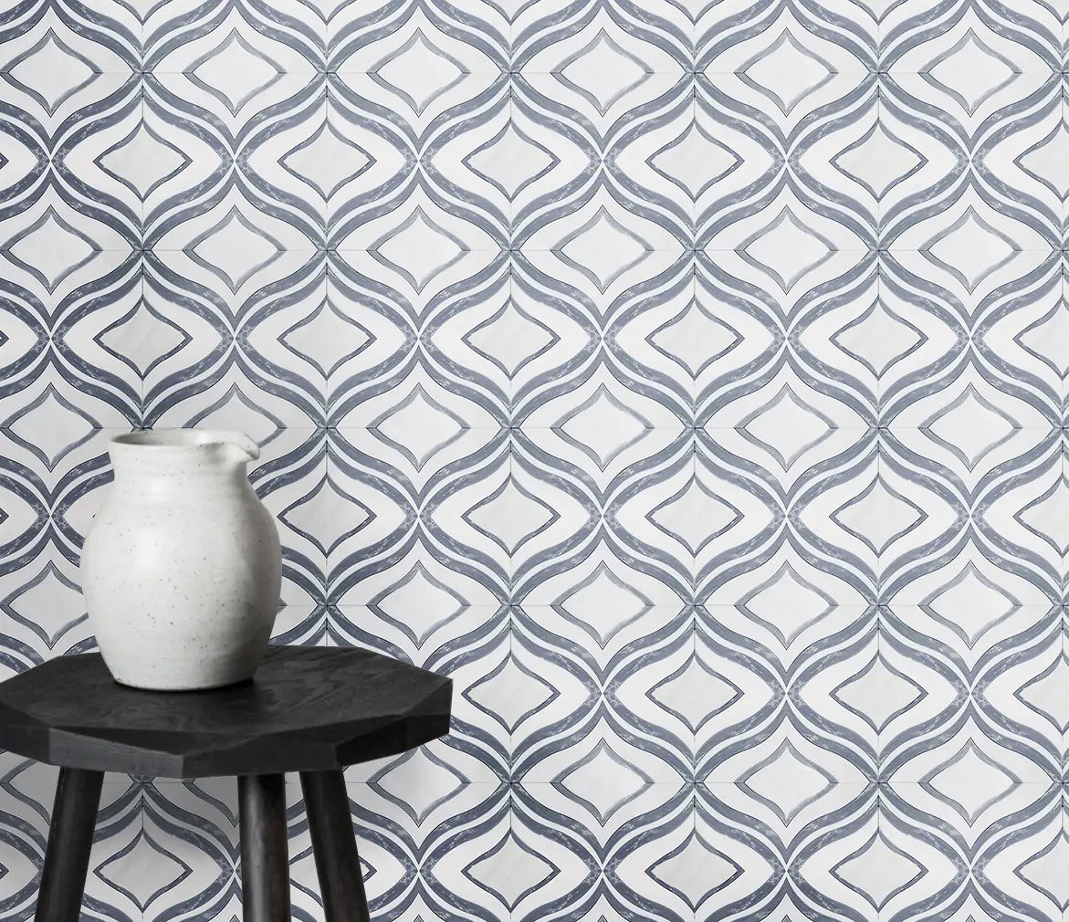 Lily - Thassos White & Palissandro Marble 12-in x 12-in Waterjet Mosaic Floor and Wall Tile( 5 sq. ft. /Box )
