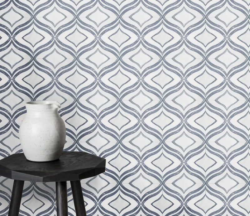Lily - Thassos White & Palissandro Marble 12-in x 12-in Waterjet Mosaic Floor and Wall Tile( 5 sq. ft. /Box )