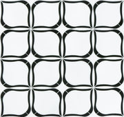 Tulip Pattern Thassos & Black Marble 12-in x 12-in Waterjet Mosaic Floor and Wall Tile( 5 sq. ft. /Box )