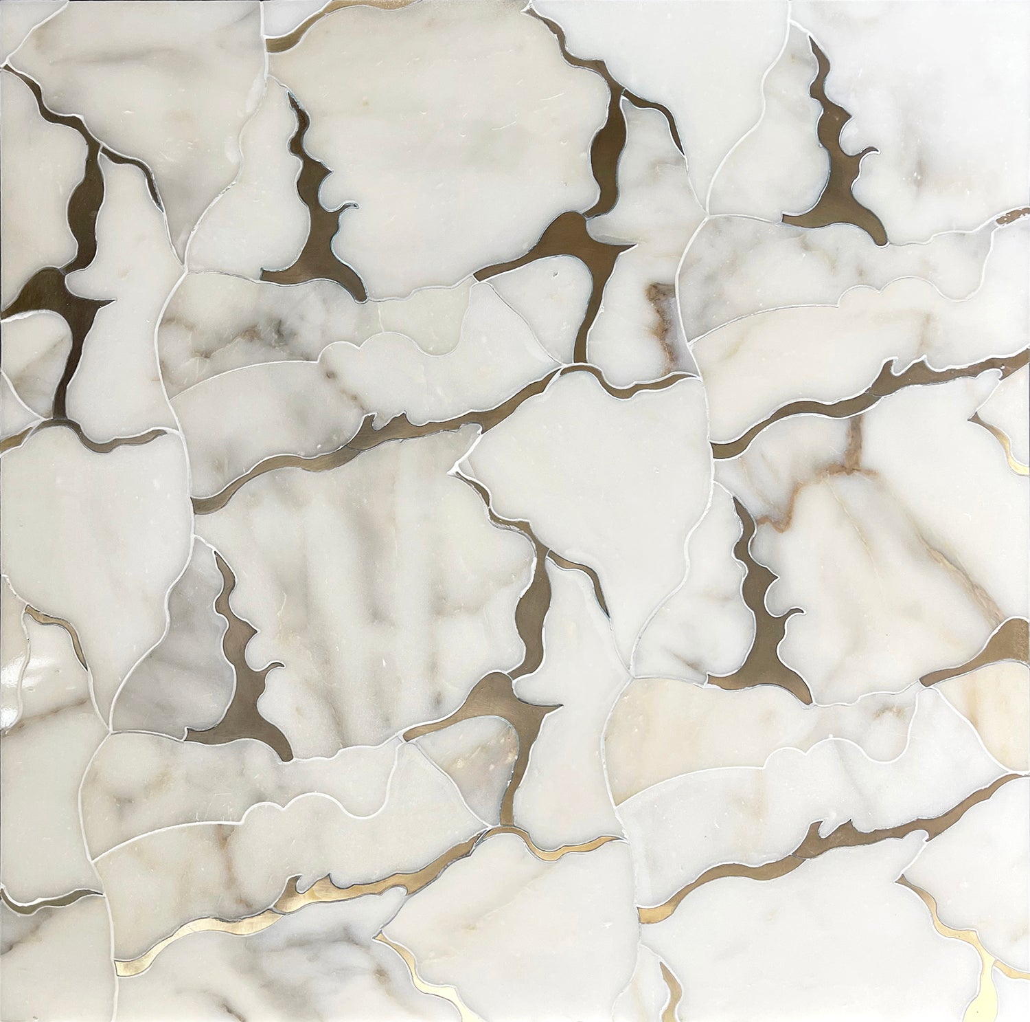 Calacatta Gold Marble Organic Geode Waterjet Mosaic – Tile & Top
