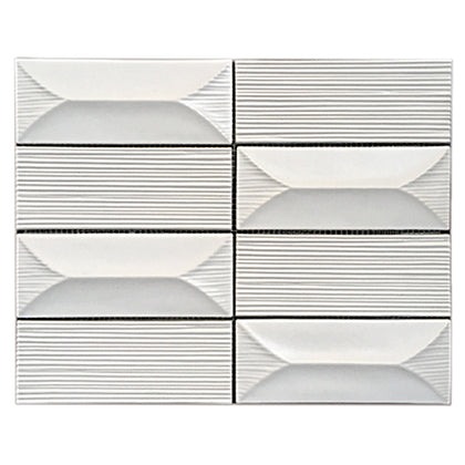 Single 12.5x16 inch Abstract 3D Pattern Cream Porcelain Mosaic Tile – matte finish, floor and wall use, 1.39 sq. ft per piece