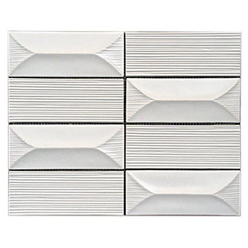 Single 12.5x16 inch Abstract 3D Pattern Cream Porcelain Mosaic Tile – matte finish, floor and wall use, 1.39 sq. ft per piece