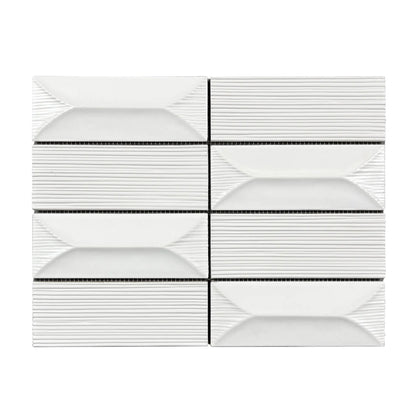 Abstract 3D Pattern Cream 12-1/2-in x 16-in Porcelain Mosaic Floor and Wall Tile( 8.3 sq. ft. /Box )