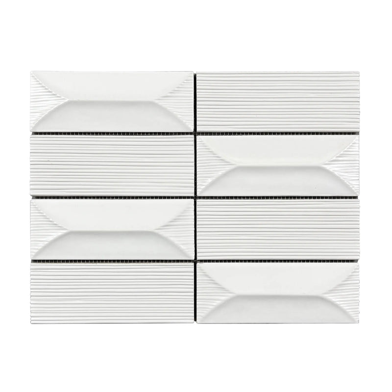 Abstract 3D Pattern Cream 12-1/2-in x 16-in Porcelain Mosaic Floor and Wall Tile( 8.3 sq. ft. /Box )