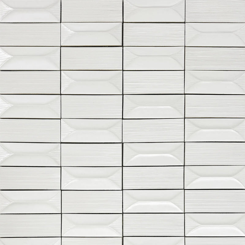 Abstract 3D Pattern Cream 12-1/2-in x 16-in Porcelain Mosaic Floor and Wall Tile( 8.3 sq. ft. /Box )