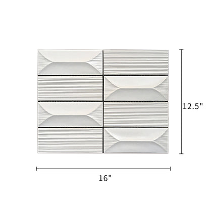 Size diagram of 12.5x16 inch Abstract 3D Pattern Cream Porcelain Tile – labeled for floor and wall installation, 1.39 sq. ft coverage