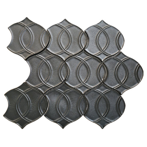 Single 14x15 inch Bronze Handmade Glazed Porcelain Mosaic Tile – glossy bronze wall tile, 1.5 sq. ft per piece