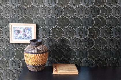 Bathroom or feature wall with Bronze Handmade Porcelain Mosaic Tiles – 14x15 inch glossy tiles in a rich bronze finish