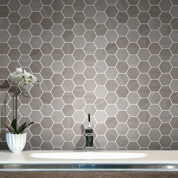 12-in x 12-in Athena Trinity Hexagon Marble Mosaic Floor and Wall Tile( 5 sq. ft. /Box )
