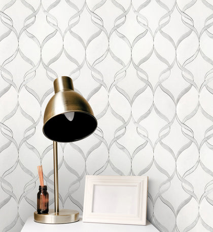 Soft Ribbons Carrara White & Thassos 14-in x 17-in Waterjet Mosaic Floor and Wall Tile( 8.3 sq. ft. /Box )