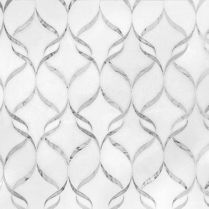 Soft Ribbons Carrara White & Thassos 14-in x 17-in Waterjet Mosaic Floor and Wall Tile( 8.3 sq. ft. /Box )