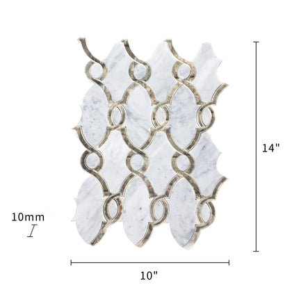 Carrara White & Antique Mirror 12-in x 12-in Waterjet Mosaic Wall Tile( 5 sq. ft. /Box )