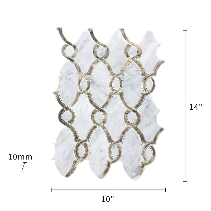 Carrara White & Antique Mirror 12-in x 12-in Waterjet Mosaic Wall Tile( 5 sq. ft. /Box )