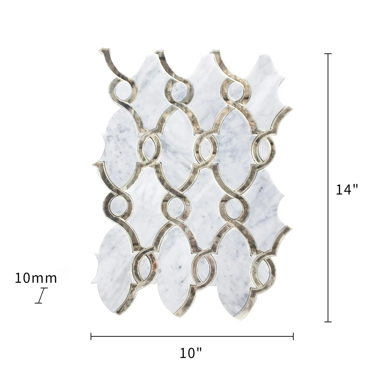 Carrara White & Antique Mirror 12-in x 12-in Waterjet Mosaic Wall Tile( 5 sq. ft. /Box )