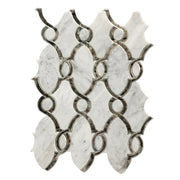 Carrara White & Antique Mirror 12-in x 12-in Waterjet Mosaic Wall Tile( 5 sq. ft. /Box )