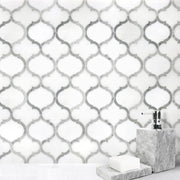 Marrakesh - Carrara White & Thassos White 9-in x 10-in Waterjet Mosaic Floor and Wall Tile( 3.15 sq. ft. /Box )