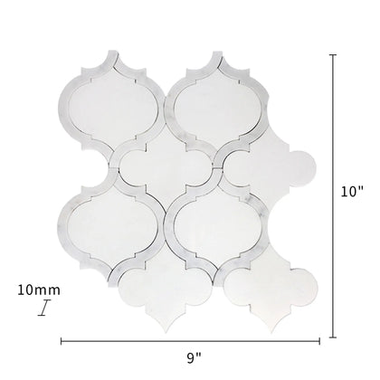 Marrakesh - Carrara White & Thassos White 9-in x 10-in Waterjet Mosaic Floor and Wall Tile( 3.15 sq. ft. /Box )