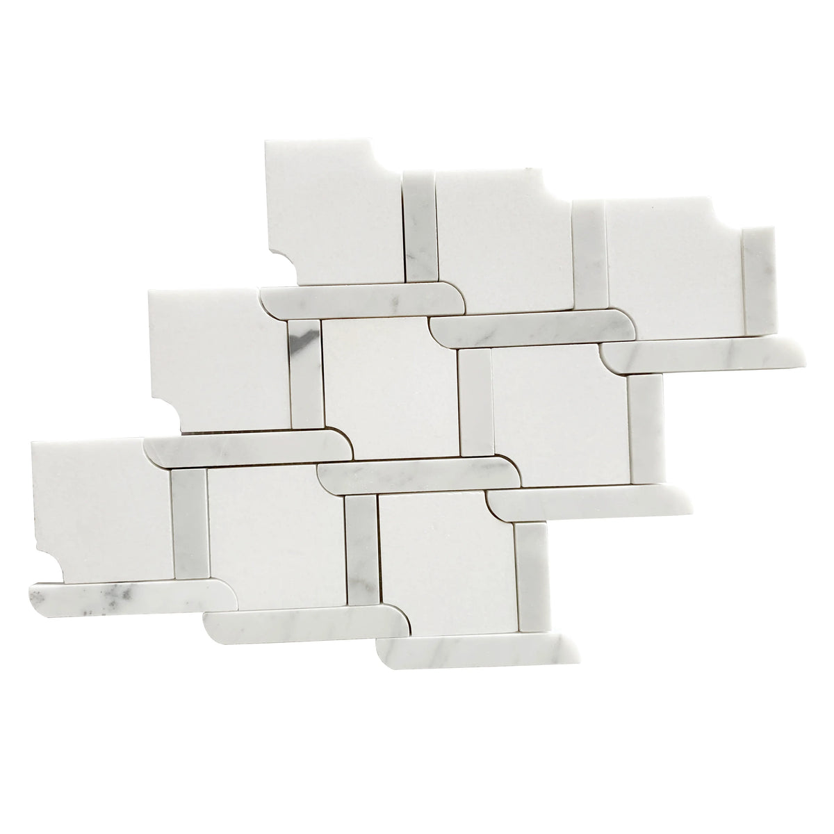 Thassos White & Carrara White 9-in x 9-in Waterjet Mosaic Floor and Wall Tile( 2.7 sq. ft. /Box )