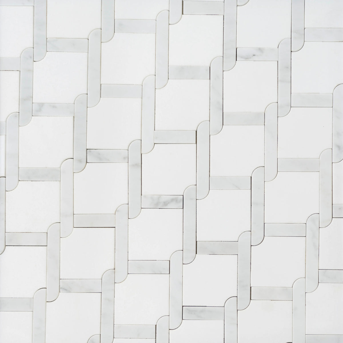 Thassos White & Carrara White 9-in x 9-in Waterjet Mosaic Floor and Wall Tile( 2.7 sq. ft. /Box )
