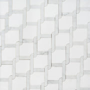 Thassos White & Carrara White 9-in x 9-in Waterjet Mosaic Floor and Wall Tile( 2.7 sq. ft. /Box )