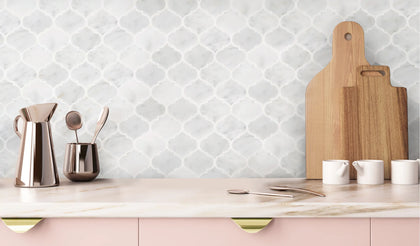 Mini Arabesque Carrara White 10-in x 11-in Waterjet Mosaic Wall Tile( 3.8 sq. ft. /Box )