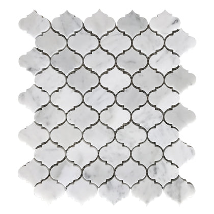Mini Arabesque Carrara White 10-in x 11-in Waterjet Mosaic Wall Tile( 3.8 sq. ft. /Box )