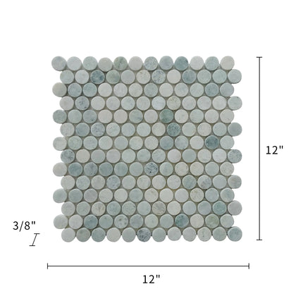 1-in Ming Green Penny Circle 12-in x 12-in Polished Marble Mosaic Floor and Wall Tile( 5 sq. ft. /Box )