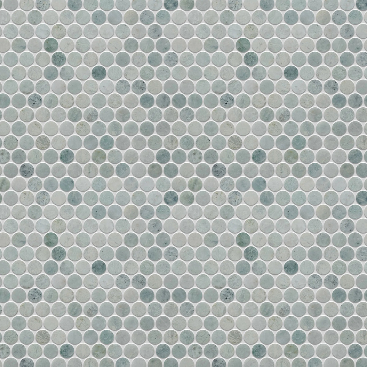 1-in Ming Green Penny Circle 12-in x 12-in Polished Marble Mosaic Floor and Wall Tile( 5 sq. ft. /Box )