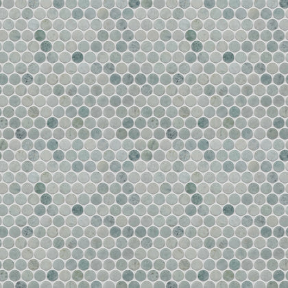 1-in Ming Green Penny Circle 12-in x 12-in Polished Marble Mosaic Floor and Wall Tile( 5 sq. ft. /Box )