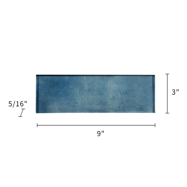Medium Blue 3-in x 9-in Glass Tile( 5 sq. ft. /Box )