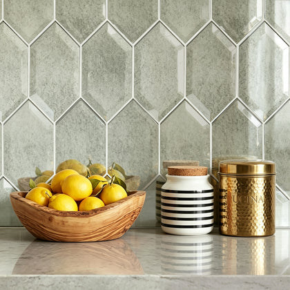 4-in x 8-in Beveled Stretched Hexagon Antique Mirror Mosaic Walls Tile( 6.6 sq. ft. /Box )