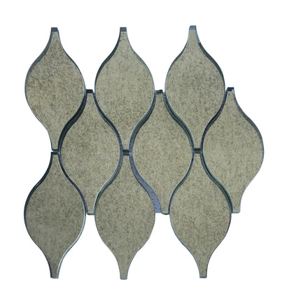 Soft Harmony Feathers Antique Mirror 9-in x 10-in Glass Mosaic Wall Tile( 6.25 sq. ft. /Box )