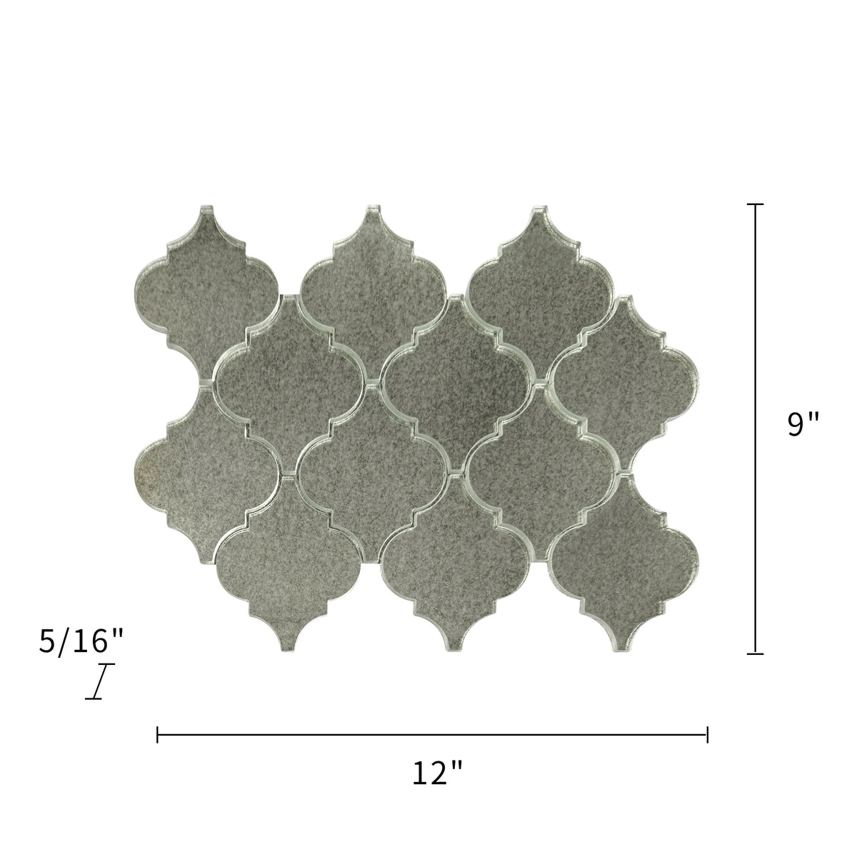 arabesque Lantern Antique Mirror 12-in x 9-in Glass Mosaic Wall Tile( 7.5 sq. ft. /Box )