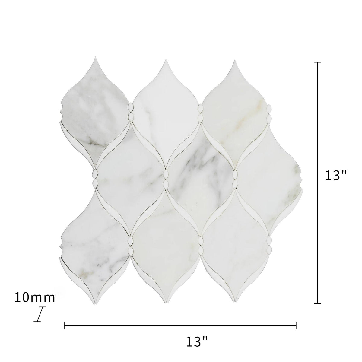 Dewdrop Thassos & Calacatta 13-in x 13-in Waterjet Mosaic Floor and Wall Tile( 5.85 sq. ft. /Box )