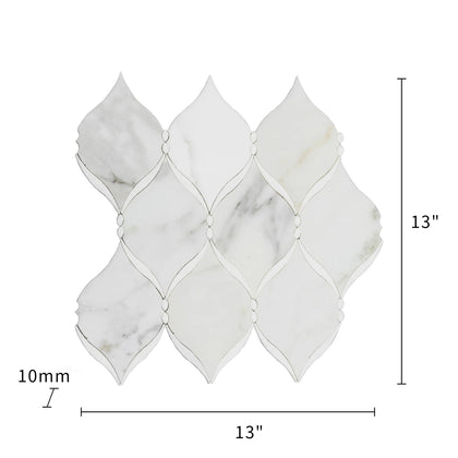 Dewdrop Thassos & Calacatta 13-in x 13-in Waterjet Mosaic Floor and Wall Tile( 5.85 sq. ft. /Box )