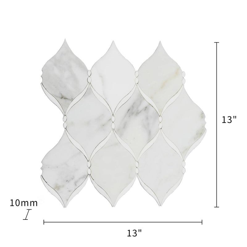 Dewdrop Thassos & Calacatta 13-in x 13-in Waterjet Mosaic Floor and Wall Tile( 5.85 sq. ft. /Box )