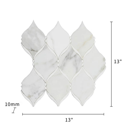 Dewdrop Thassos & Calacatta 13-in x 13-in Waterjet Mosaic Floor and Wall Tile( 5.85 sq. ft. /Box )