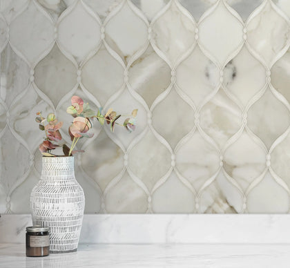 Dewdrop Thassos & Calacatta 13-in x 13-in Waterjet Mosaic Floor and Wall Tile( 5.85 sq. ft. /Box )