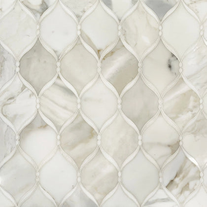 Dewdrop Thassos & Calacatta 13-in x 13-in Waterjet Mosaic Floor and Wall Tile( 5.85 sq. ft. /Box )