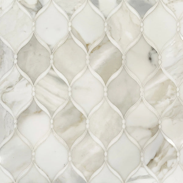 Dewdrop Thassos & Calacatta 13-in x 13-in Waterjet Mosaic Floor and Wall Tile( 5.85 sq. ft. /Box )