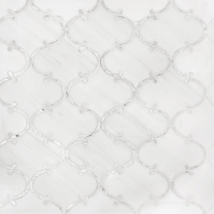 Thassos White & Mother of Pearl 14-in x 15-in Polished Waterjet Mosaic Floor and Wall Tile( 7 sq. ft. /Box )
