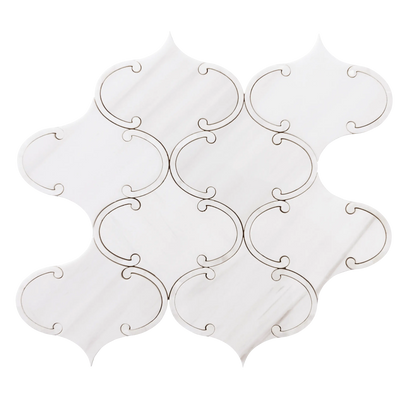 Thassos White & Mother of Pearl 14-in x 15-in Polished Waterjet Mosaic Floor and Wall Tile( 7 sq. ft. /Box )