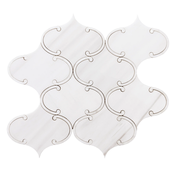Thassos White & Mother of Pearl 14-in x 15-in Polished Waterjet Mosaic Floor and Wall Tile(1.46-sq. ft/ Piece)