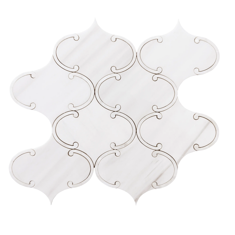 Thassos White & Mother of Pearl 14-in x 15-in Polished Waterjet Mosaic Floor and Wall Tile( 7 sq. ft. /Box )
