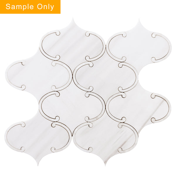 Thassos White & Mother of Pearl Polished Waterjet Mosaic Floor and Wall Tile - Sample (Product Shown is Full Size)