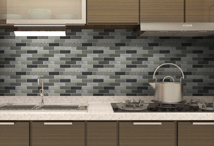 French Gingham Brick 12-in x 10-in Glass Mosaic Wall Tile( 8.3 sq. ft. /Box )