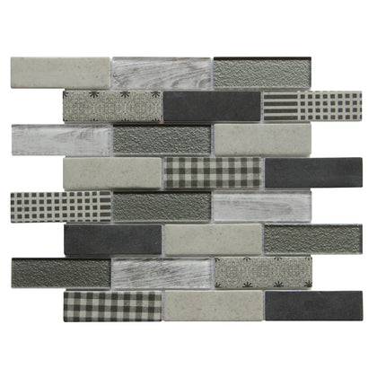 French Gingham Brick 12-in x 10-in Glass Mosaic Wall Tile( 12.5 sq. ft. /Box )