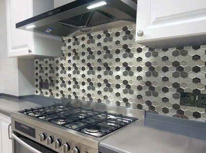 Mixed 3D Hexagon 10-in x 12-in Glass Mosaic Wall Tile( 8.3 sq. ft. /Box )