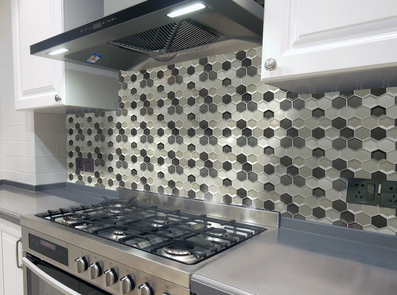 Mixed 3D Hexagon 10-in x 12-in Glass Mosaic Wall Tile( 8.3 sq. ft. /Box )