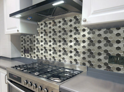 Mixed 3D Hexagon 10-in x 12-in Glass Mosaic Wall Tile( 8.3 sq. ft. /Box )